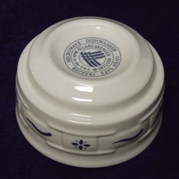 Longaberger Pottery Woven Traditions Classic Blue Stackable Custard Cup - Picture 4 of 5